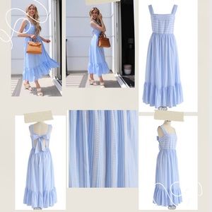 Chiciwsh summer blue and white striped dress